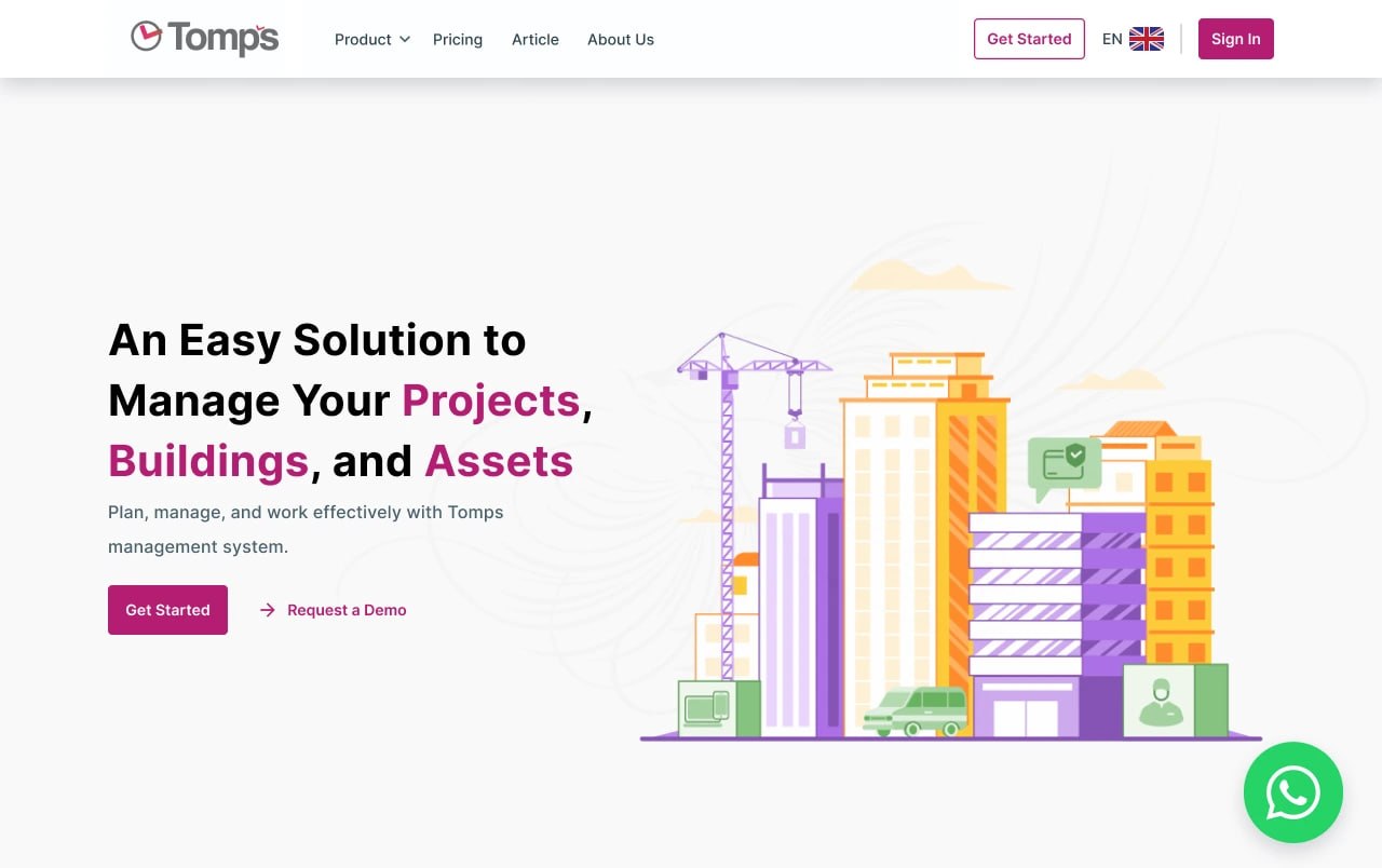 Tomps SaaS Customer Portal interface